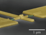 SEM image of nanowire with gold contacts