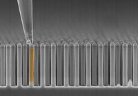 SEM photo of nanowires during EBIC measurement. Photo: Gaute Otnes. 